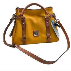 Dooney And Bourke Small Yellow Mustard Florentine Satchel Pebbled Leather Purse